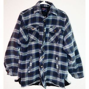 Vintage Men's Blue and White Plaid Winter Jacket by Arctic Wear